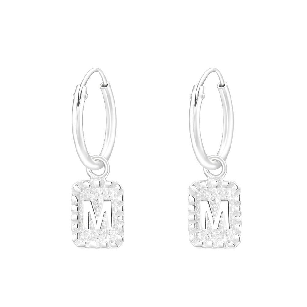 Sterling Silver Huggie Hoop With the Letter M​ personalized earrings